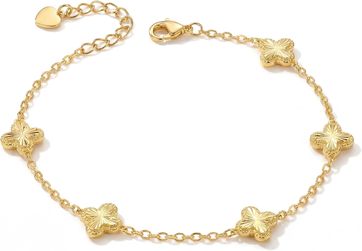 Gold Ankle Bracelets for Women 14K Gold Anklets for Women 4 Leaf Clover Anklet for Womens Anklets Delicately Placed Flower Motifs Dainty Flower Anklets for Womens Ankle Bracelet