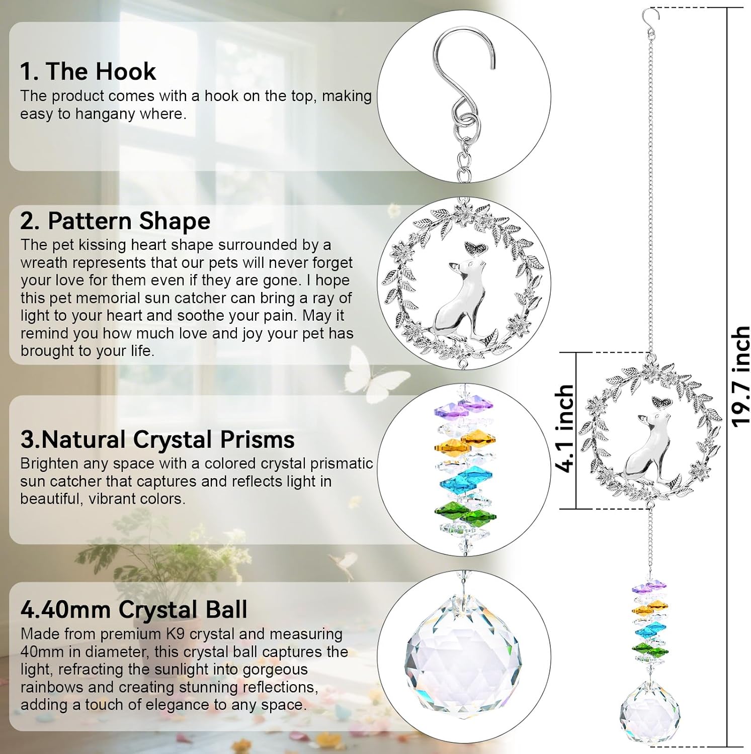 Pet Memorial Gifts for Cats, Loss of Cat Sympathy Gift,Thoughtful Cats Remembrance Sun Catcher,Cat Bereavement Gifts,Pet Loss Bereavement Gift Idea