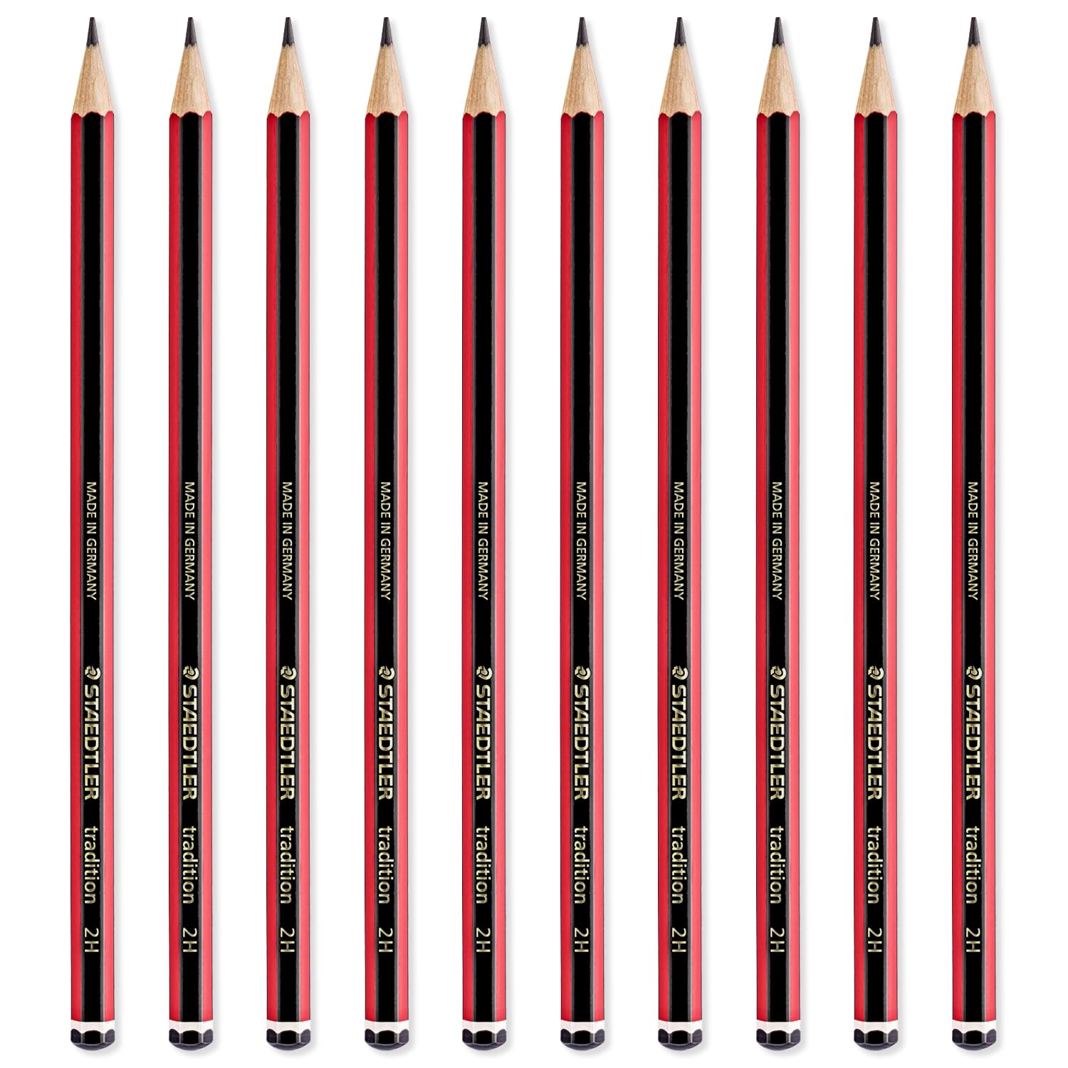 STAEDTLER Tradition Pencil - Drawing Sketching Art - Pack of 10 Pencils - Grade 2H, Black