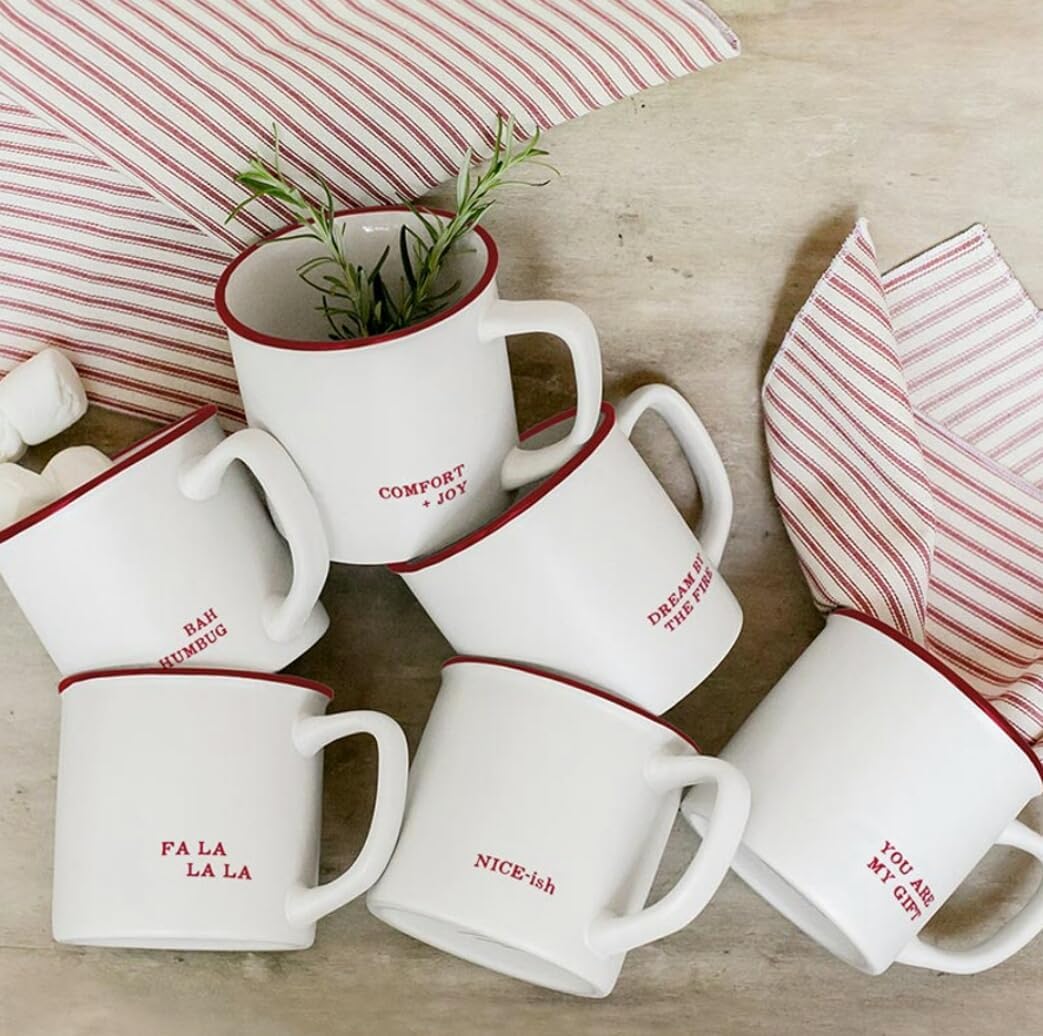 Santa Barbara Design Studio Red and White Christmas Coffee Cups Face-to-Face Designs Stoneware Holiday Mug, 16-Ounce, You Are My Gift - Image 2