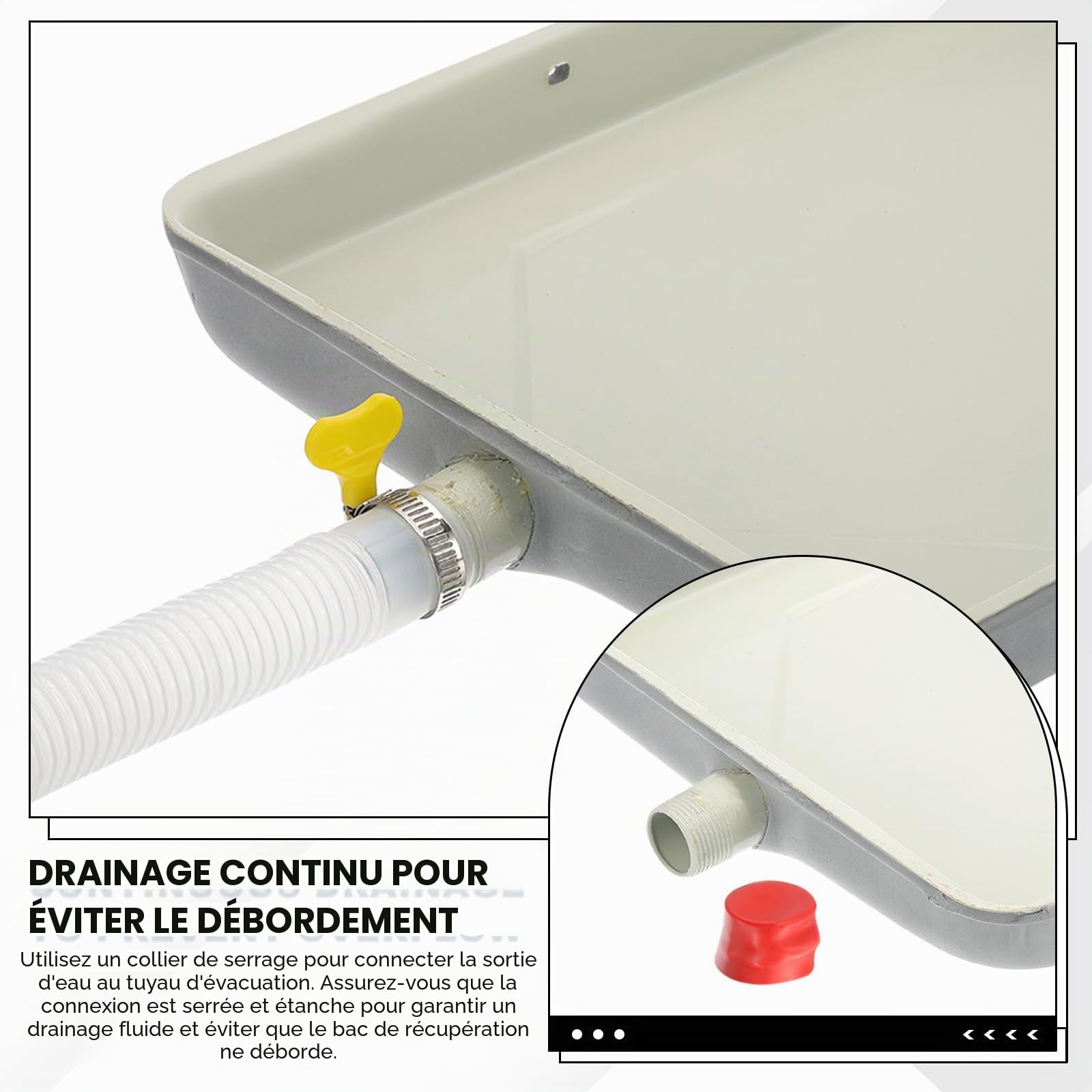 PATIKIL Bac De Recuperation De Condensation Pour Climatiseur, 24 x 9.4 Pouce (61 x 24 cm) Bac De Drainage Universel Portable En Metal Galvanise Avec Trou De Vidange & Tuyau