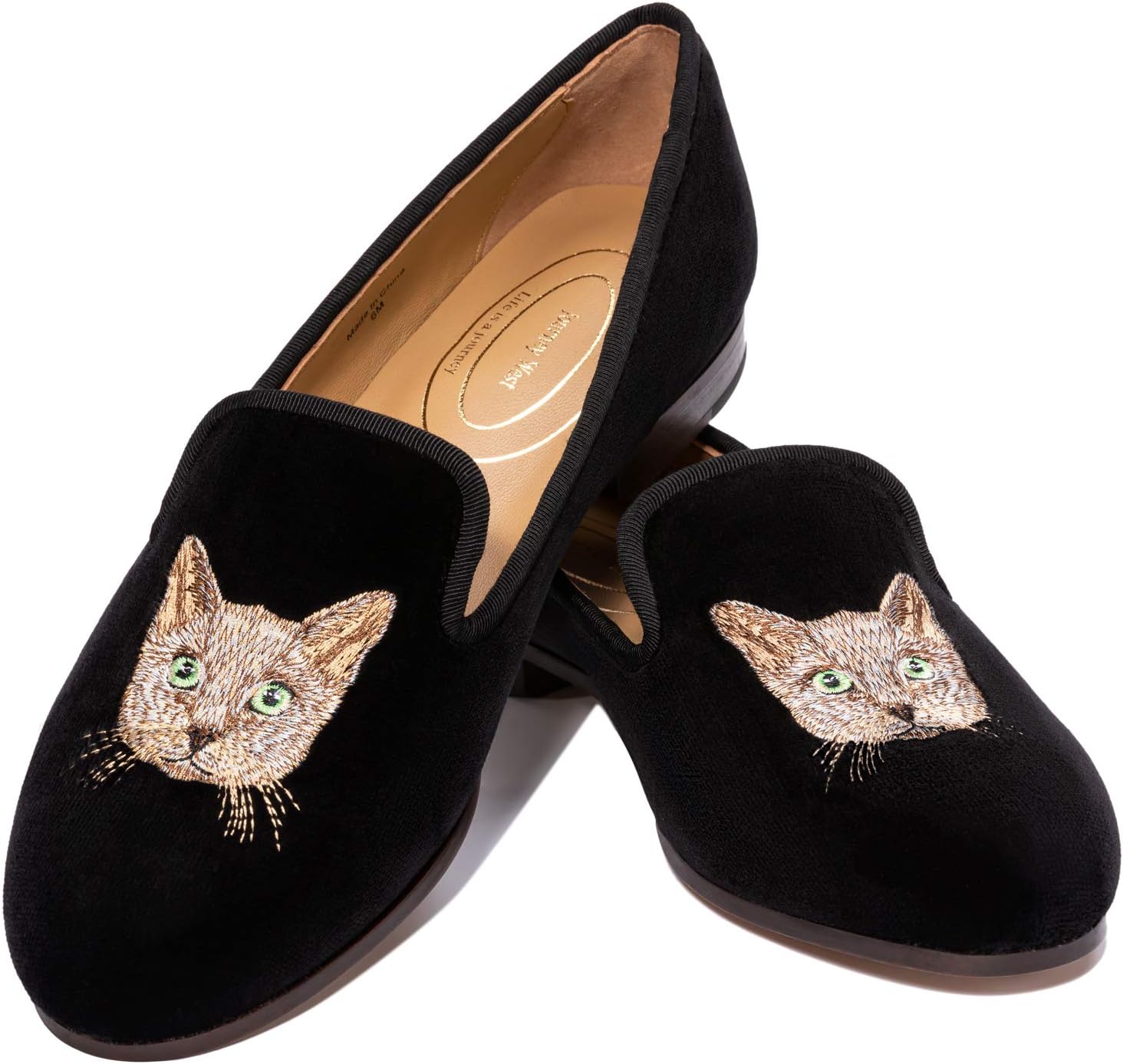 Journey West Women's Velvet Loafer Flat with Embroidery Velvet Slippers - Image 7