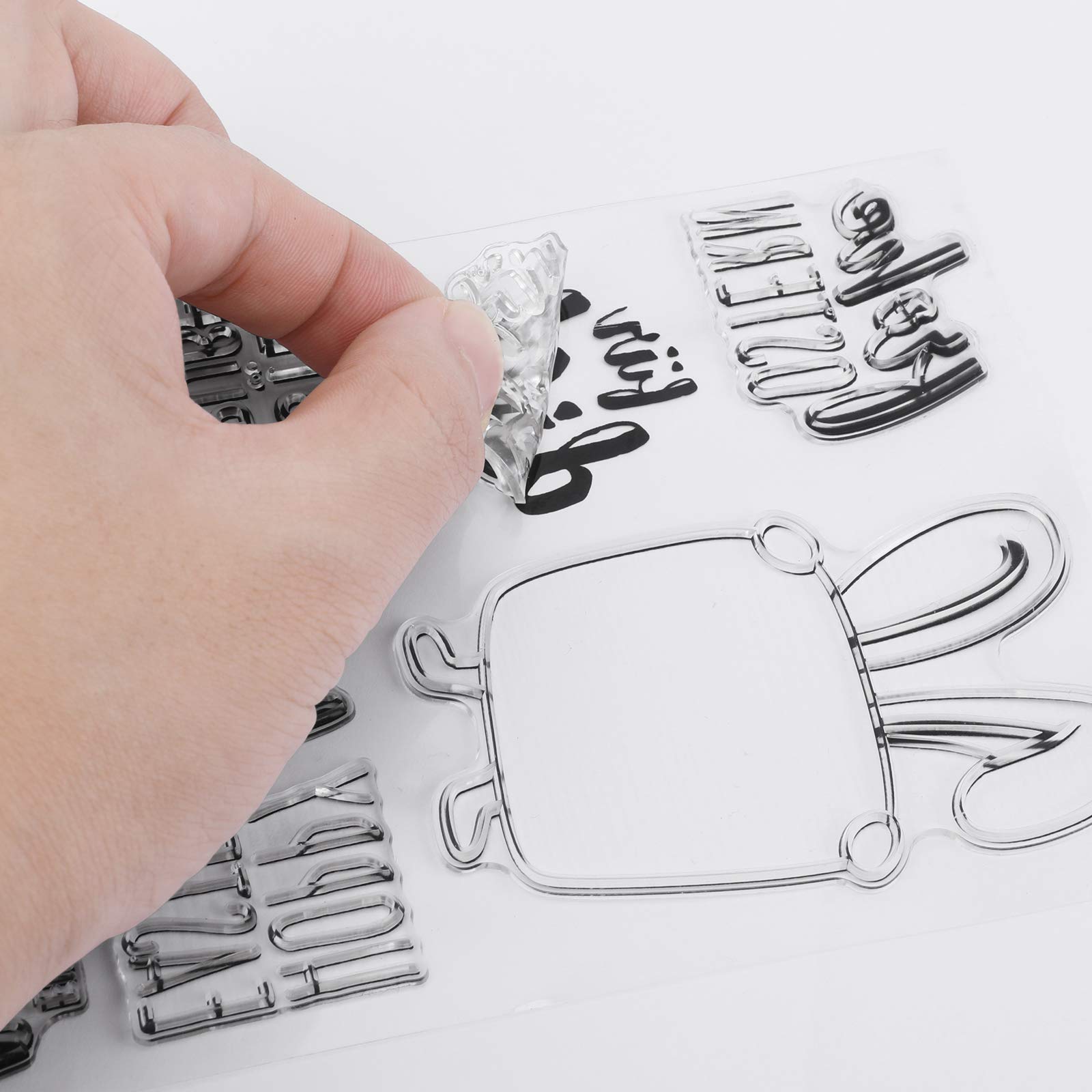 Tampon En Silicone Transparent Lapin & Œufs De Pâques - Sceau