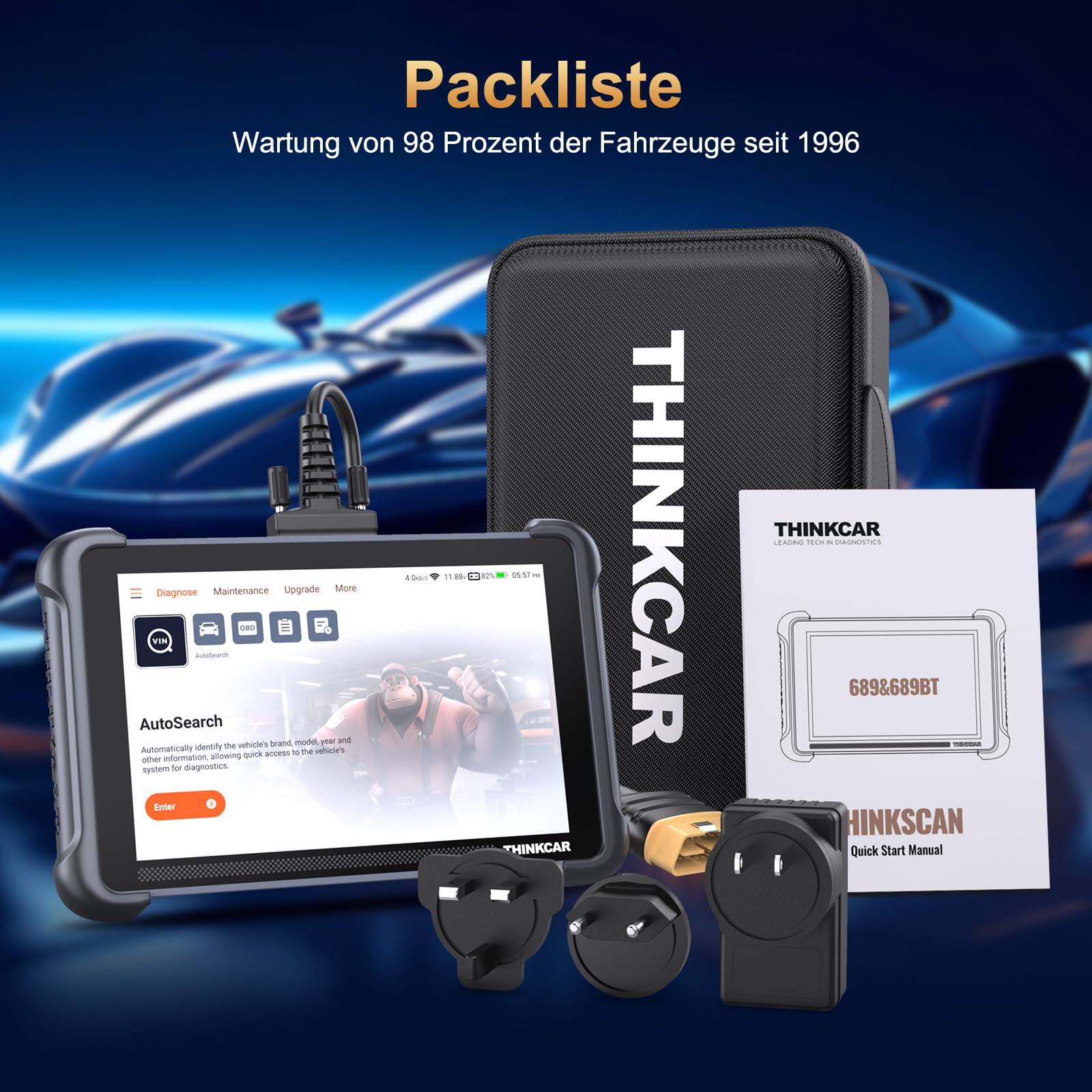 ThinkScan 689 Urządzenie diagnostyczne OBD2, samochód z funkcją resetowania 34 + pełna diagnostyka systemu, czytnik samochodowy do aktywnego testowania, zaawansowane kodowanie ECU