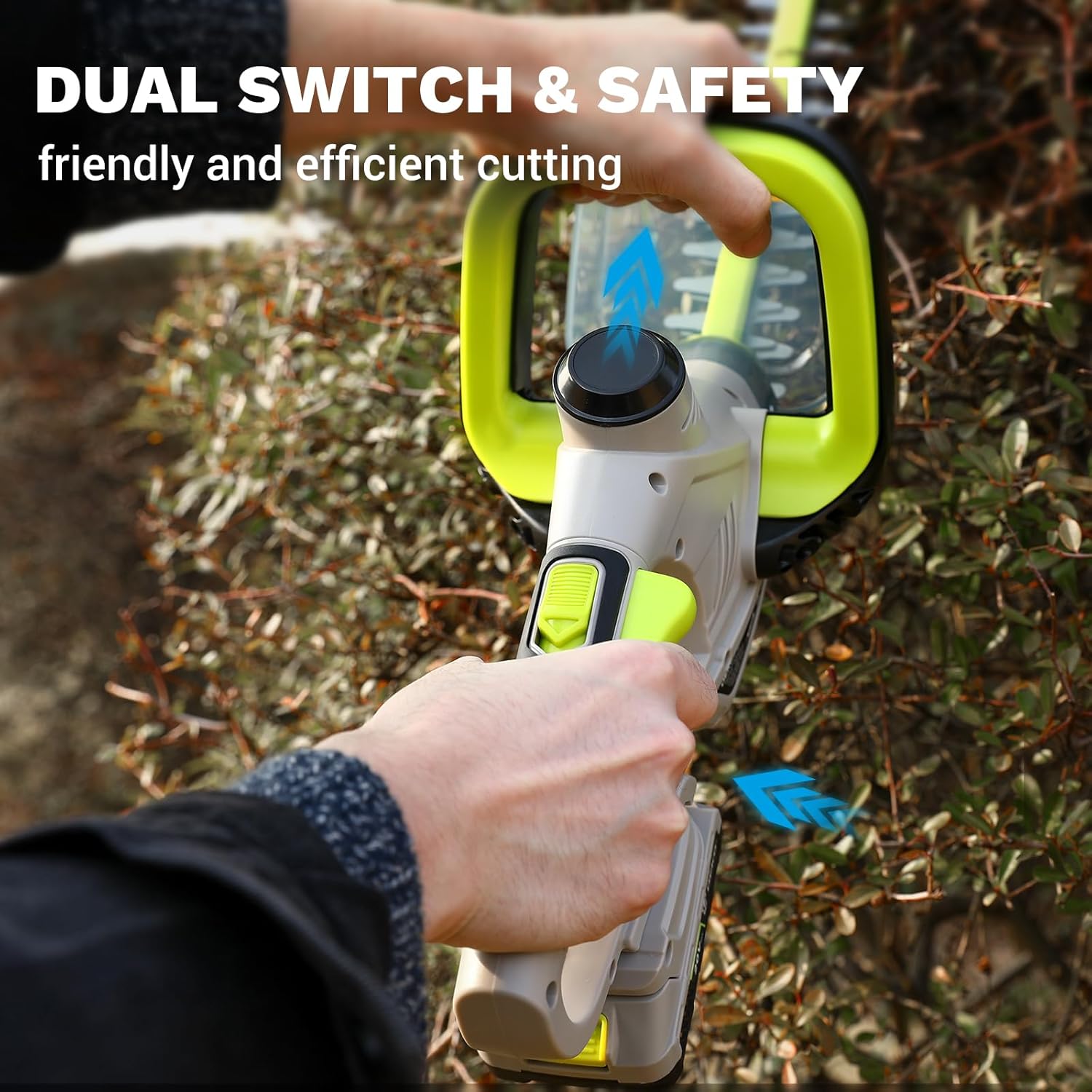 Hedge Trimmer Cordless: DEKOPRO 20V Electric Hedge Trimmers Cordless with Battery, 20″ Bush Trimmer Shrub Trimmer for Yard, Garden, Lawn