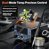 2-in-1 Soldering Iron Station&Hot Air Gun,Preciva 902DV Solder Station with 5 Tips+4 Hot Air Nozzles,750W Dual LED Digital Display,100℃-480℃ Temp Adjustable,Sleep Mode and 3 Stage Temperature Control - 7