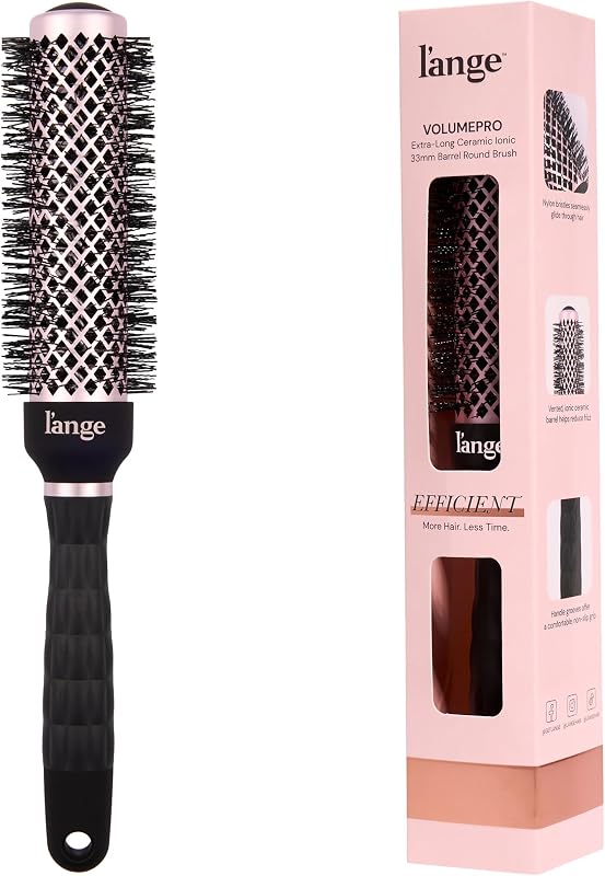 VolumePro Extra-Long Ceramic Ionic Round Brush, 33mm | Black, For Blow Drying, Curling & Styling, Adds Volume, Reduces Frizz & Boosts Shine, Ideal for Extra-Long Hair