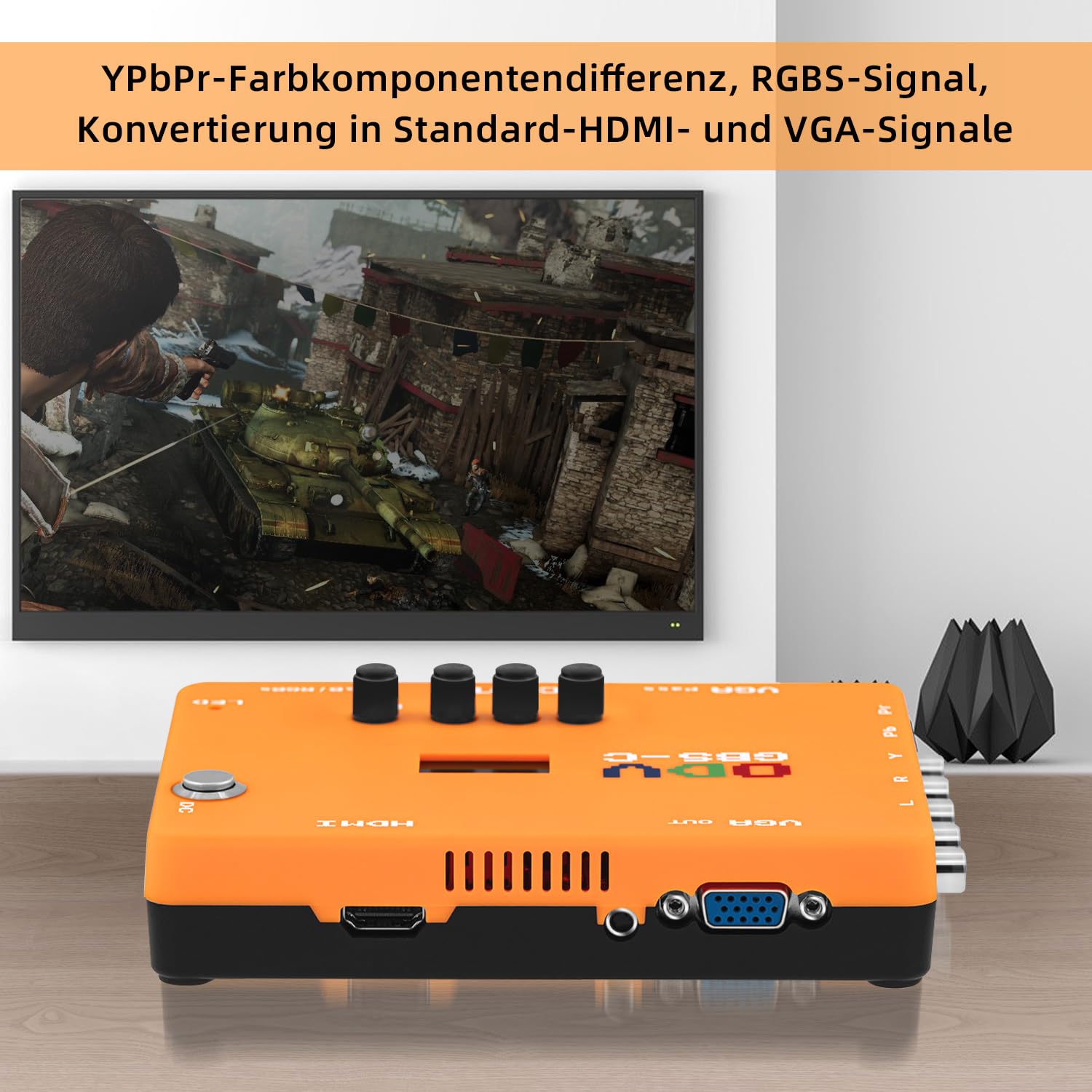 Mcbazel ODV-GBS-C YPbPr Component/VGA/RGBS Scart zu VGA/HDMI Scan Konverter für Retro Gaming Konsole unterstützt HDMI 720p/960p/1080p Ausgang