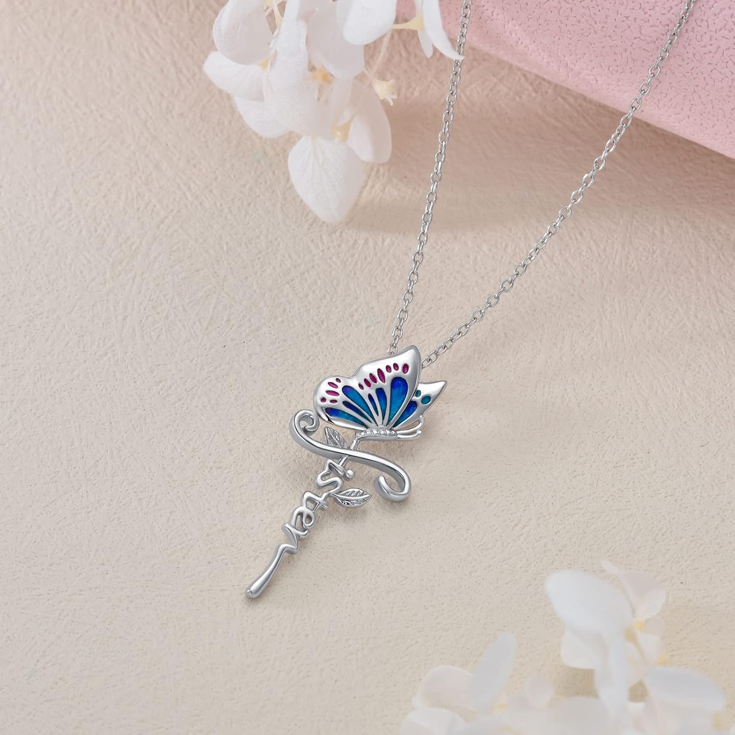 LONAGO Sterling Silver Sunflower & Rose Flower Butterfly & Lotus Pendant - Sister & Friendship Gift for Women