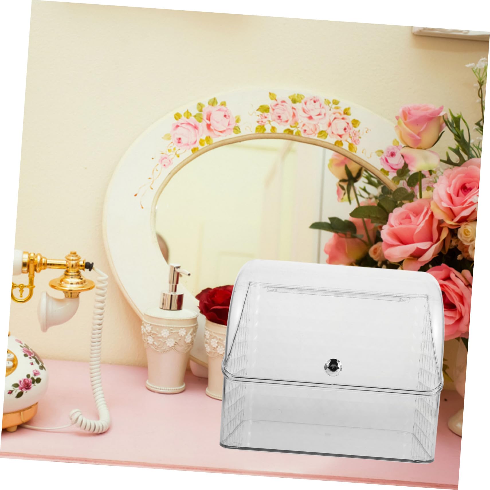 Zerodeko Boîte de Rangement Maquillage avec Couvercle Organisateur Cosmétiques Pet PP Rangement Spacieux Élégant pour Salle de Bain Bureau