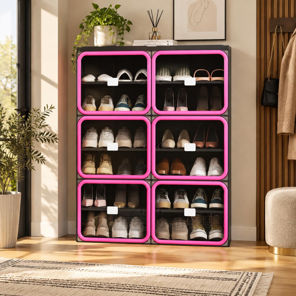 Scarpiera modulare a 6 scomparti, scarpiera per 24 paia di scarpe