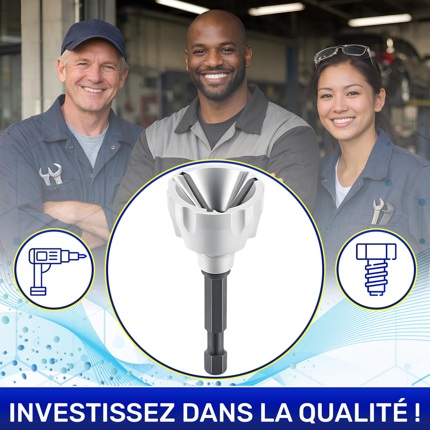 Outil Ébavurage à Chanfreiner Plage 1/4” HEX de Travail 3 mm - 19 mm - Convient pour Acier Inoxydable Acier Trempé le Cuivre le Laiton Aluminium la Fibre de Verre le Bois - MONTERAL
