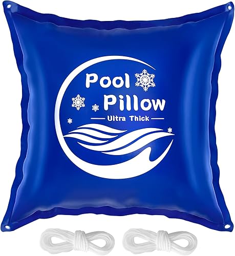 Almohada de piscina de 4 x 4 pies para piscinas sobre el suelo, almohada extra gruesa de 0.016 in para cerrar el invierno, material de PVC