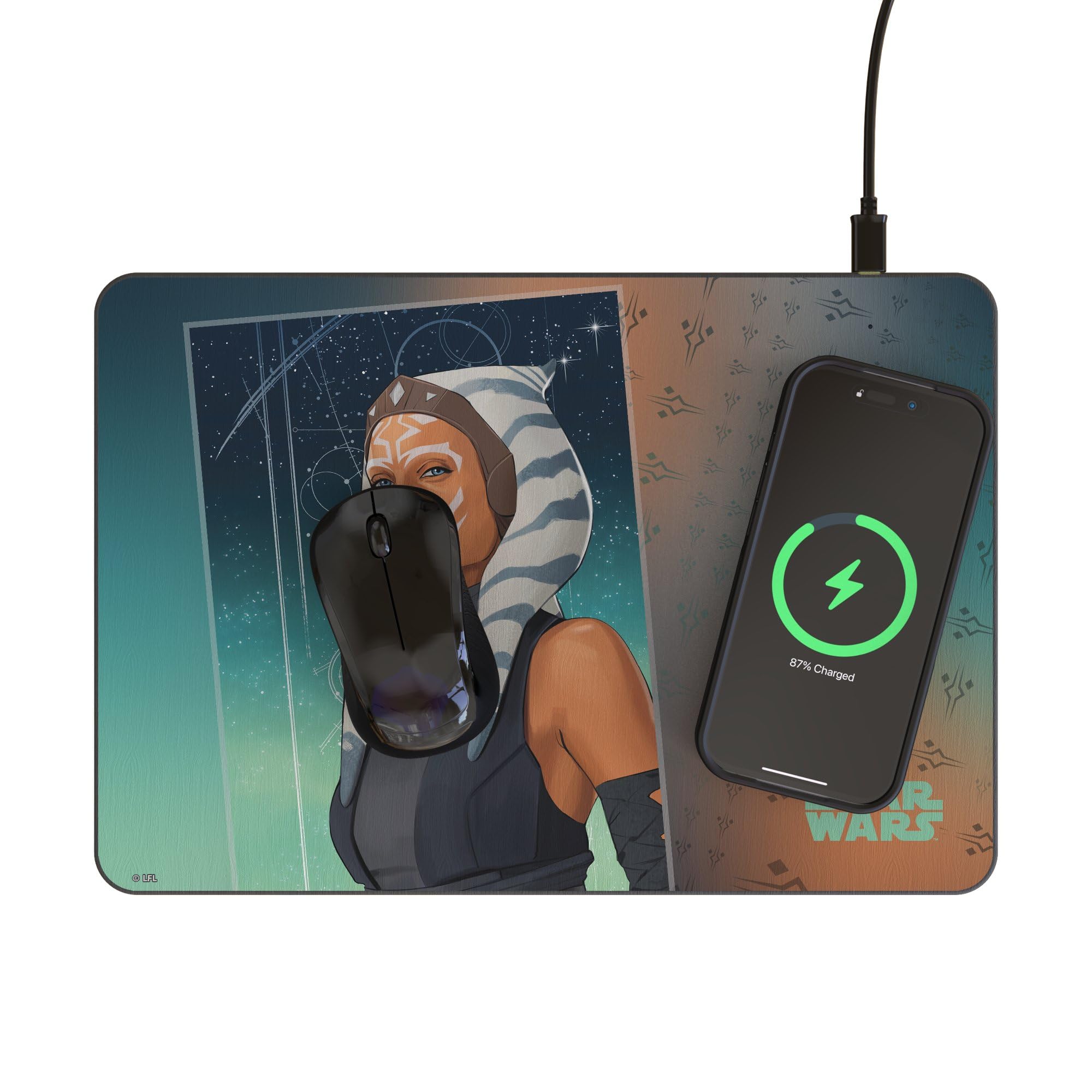 Star Wars  Portrait 15-Watt Wireless Charger and Mouse Pad: Ahsoka