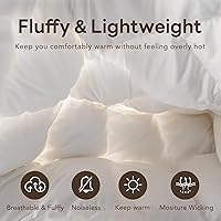 Vista 3 de Edredón de plumón de ganso tamaño Queen, 100% algodón, relleno de edredón de hotel de lujo para todas las estaciones, esponjoso y acogedor con 4