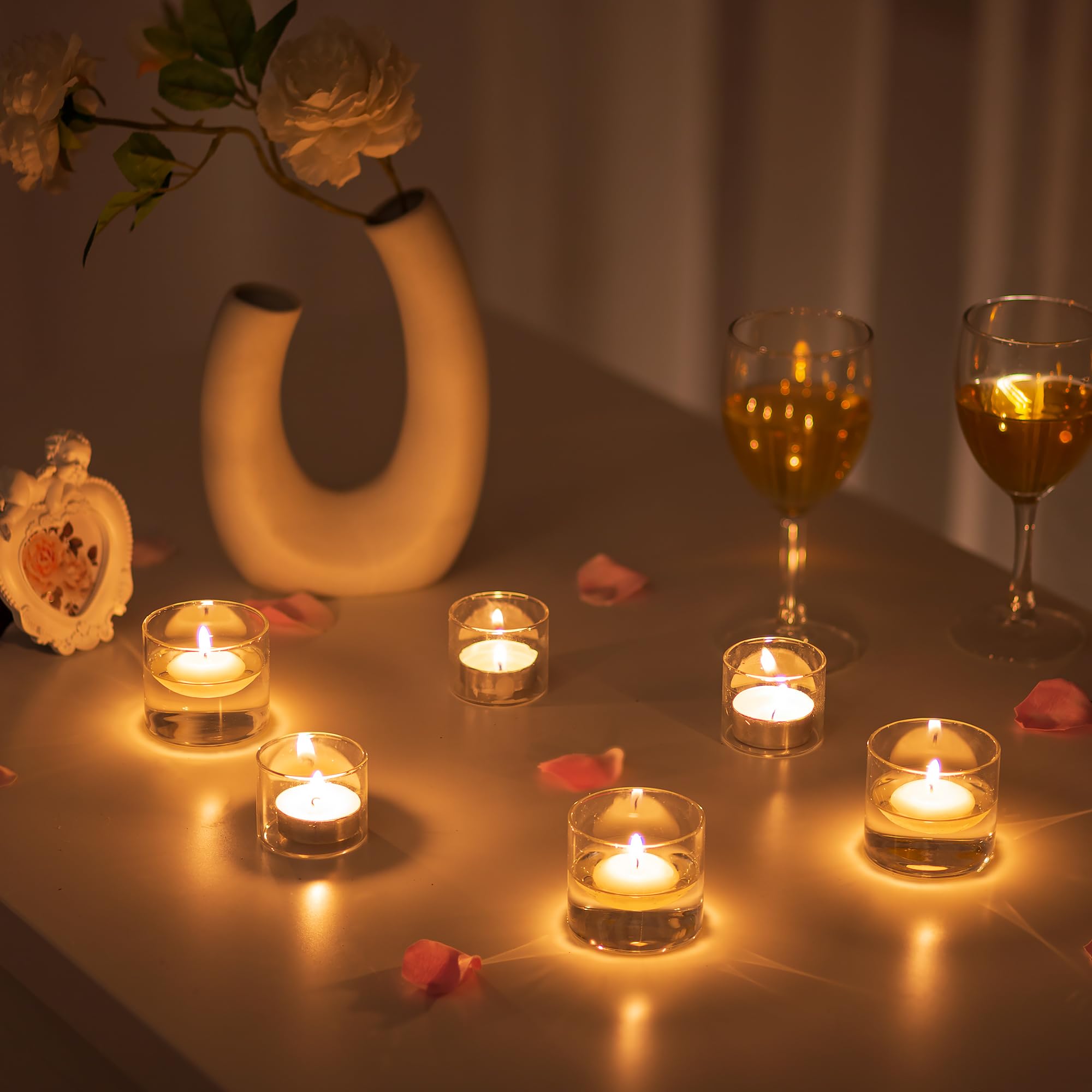 Romadedi Lot de 24 photophores en verre transparent pour petits centres de table, décoration de mariage, fête, dîner, décorations d'intérieur, festivals, Noël