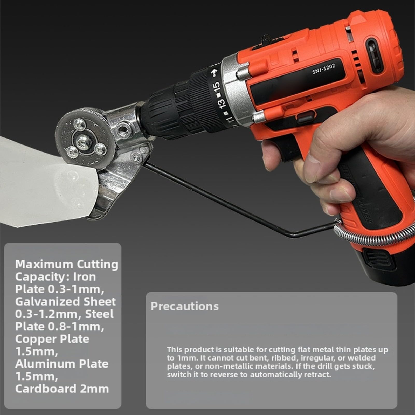 Trapano Elettrico Roditrice Attacco Lamiera Acciaio Cutter Testa Conversione Taglio Metallo Piatto Strumento