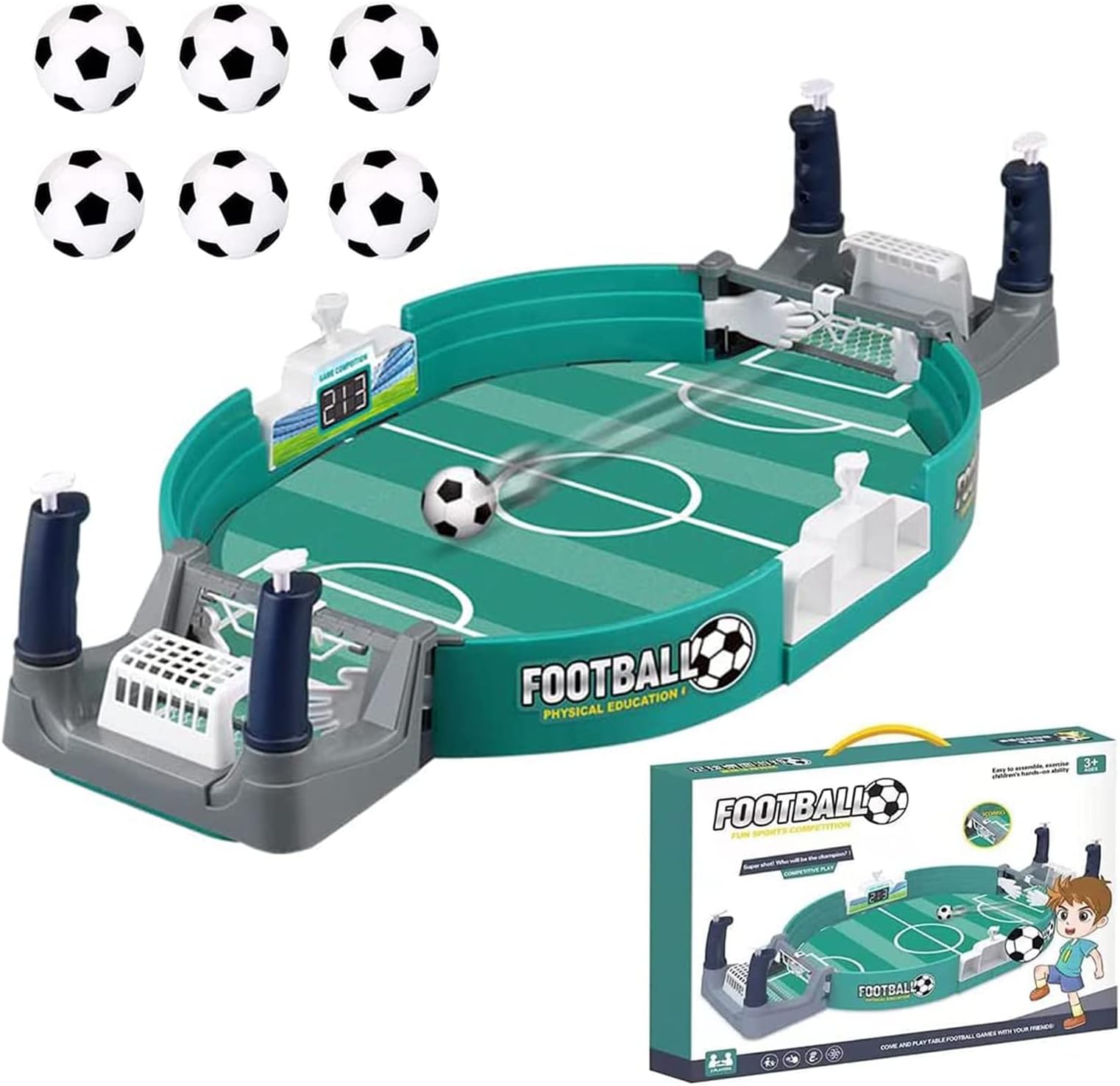 ompvorMini Tabletop Table Football Games, Desktop Soccer Game Toy with 6pcs Mini Football for Kids Adults Christmas Birthday Party 2022 Worlds Cup Gift, Interactive Double Battle Table Soccer Game
