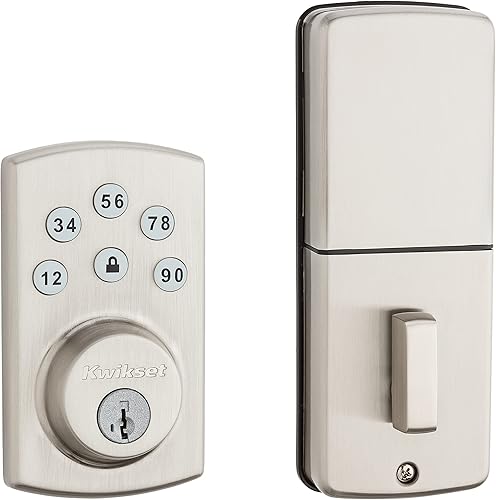 Miniatura 4 de Kwikset Powerbolt 907 - Cerradura de puerta con entrada sin llave, cerradura electrónica de puerta, teclado de 6 botones, bloqueo automático, con