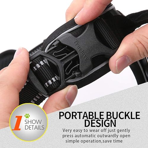 Miniatura 4 de Juxzh Truelove - Suave arnés frontal para perro, con asa y 2 fijaciones para correa, sin tirones, reflectante, XS, Negro