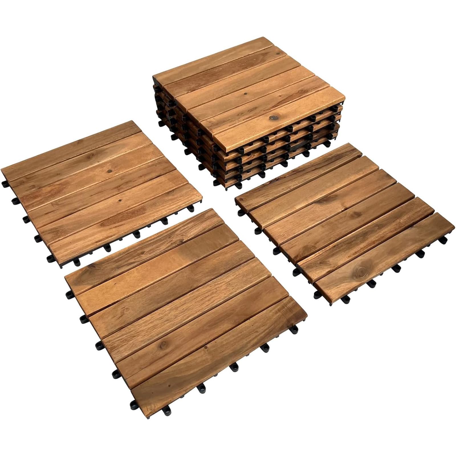 Holzfliesen 3m² Balkonfliesen 30x30cm Akazie Klicksystem