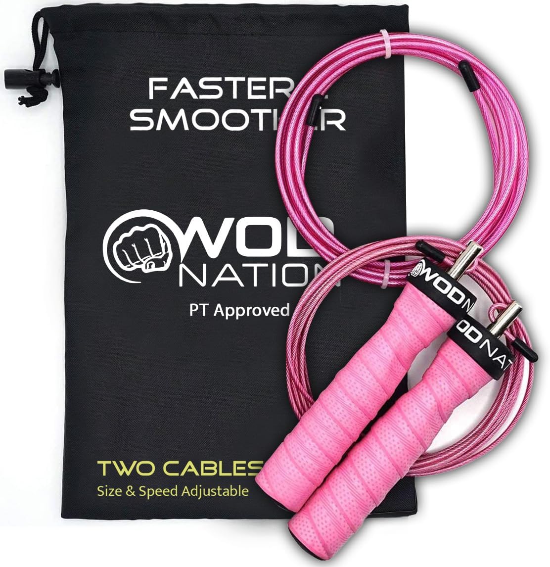Skipping Ropes for Adults - Great as Exercise Skipping Rope, for Boxing or as Adult Fitness Jump Rope - For Home Gym Equipment - Adjustable two cable system for Men & Women by WODNation