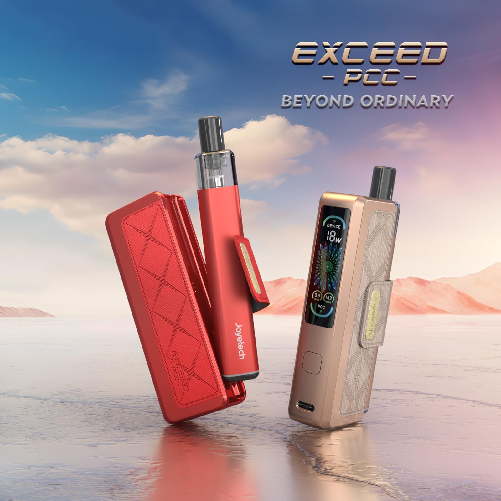 JOYETECH Exceed PCC Kit Sigaretta elettronica 600mah + 2000mah Batteria Power Box Schermo regolabile Penna Kit senza nicotina Nero (Gold)