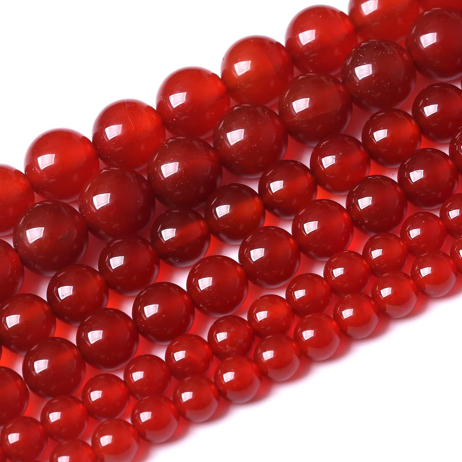 60PCS 6MM Beads Natural Red Agate Round Loose Semi-Precious Gemstone Round Loose Beads for Jewelry Making 15Inch