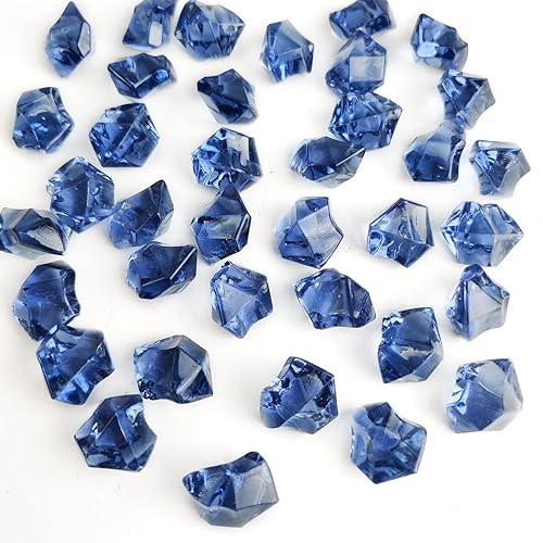 Miniatura 15 de HappyFiller 14 OZ Gemas acrílicas de imitación de cristal en forma de roca de hielo azul, transparentes mixtas para llenar jarrones de vidrio,