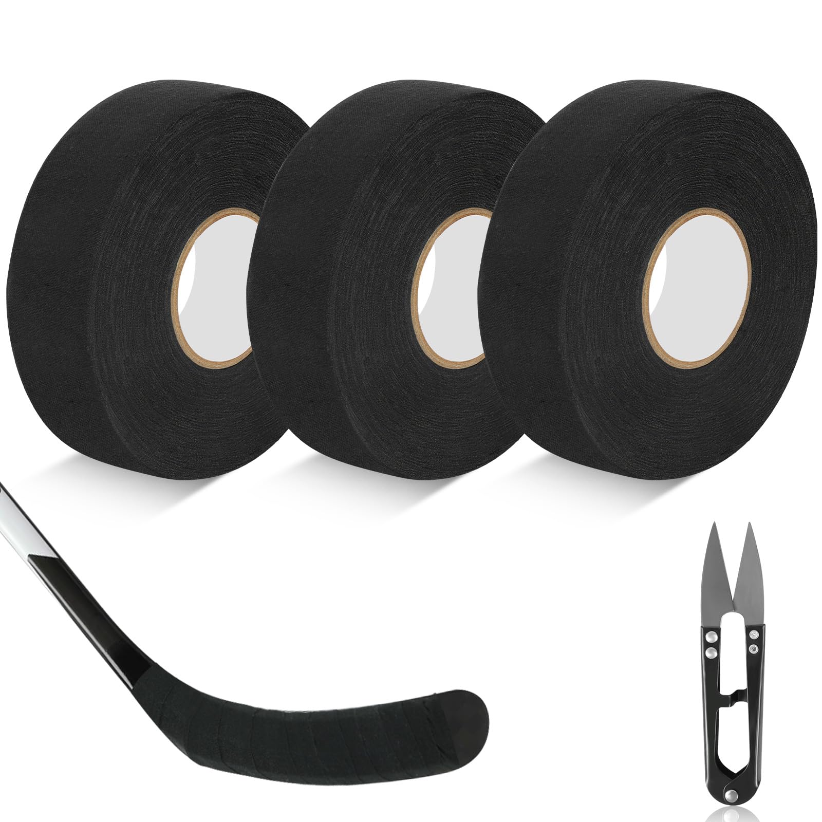 Grip Tape, Ruban Adhésif Sport avec Ciseaux, Autocollant Hockey Bande, Anti-Dérapant Ruban Adhésif de Hockey, Résistant Polyester Coton pour Badminton Raquette Squash Tennis, 25mm*25m