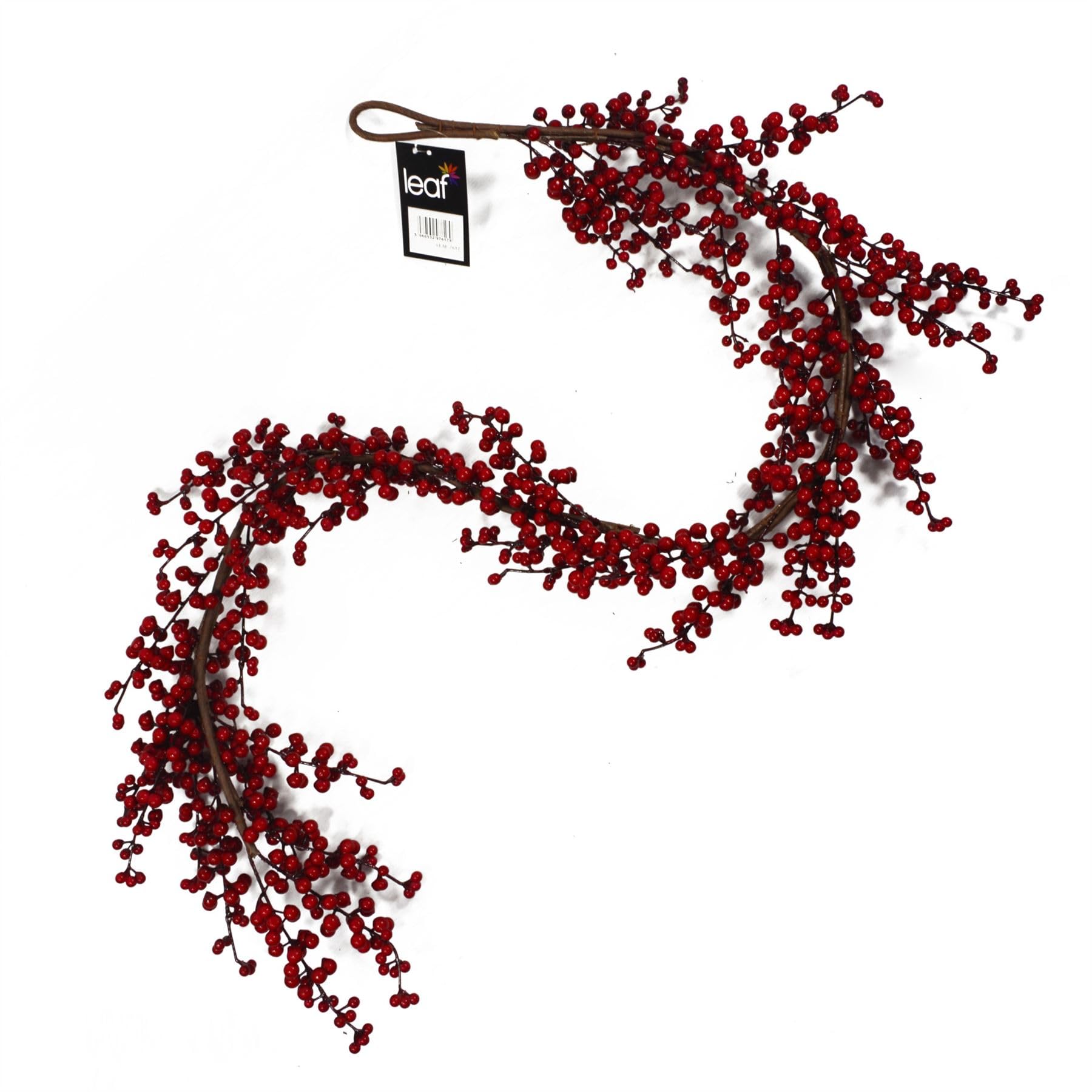 Leaf Design UK - Ghirlanda Natalizia Artificiale 150cm Con Bacche Rosse E Vite Intrecciata - 5