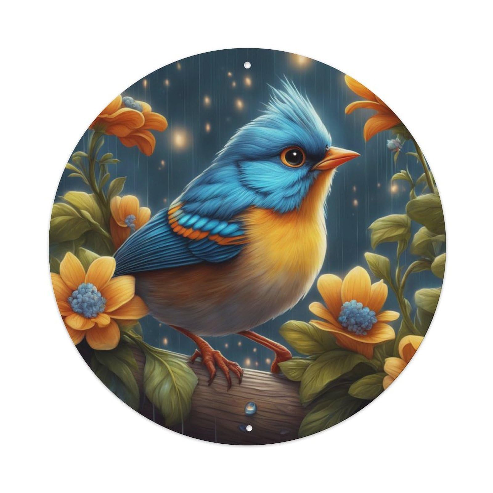 Animal Artwork Birds in The Rain Metal Tin Sign