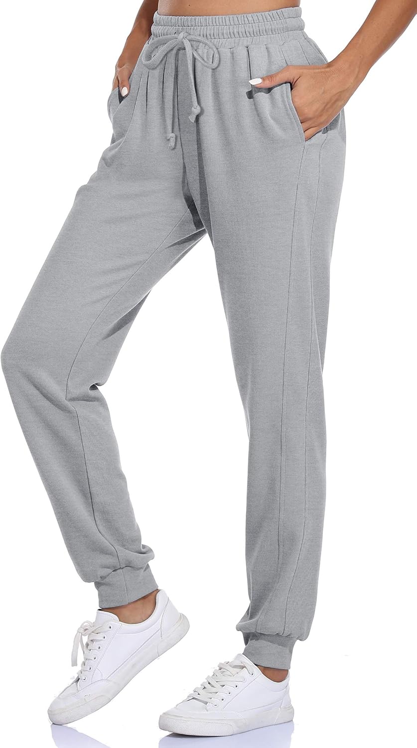 Fulbelle Women's Cotton Sweatpants with Pockets Drawstring Joggers Yoga Pants
