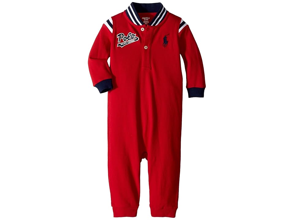 

Ralph Lauren Baby Cotton Mesh Baseball Coverall (Infant) (New Red) Boy's Jumpsuit & Rompers One Piece