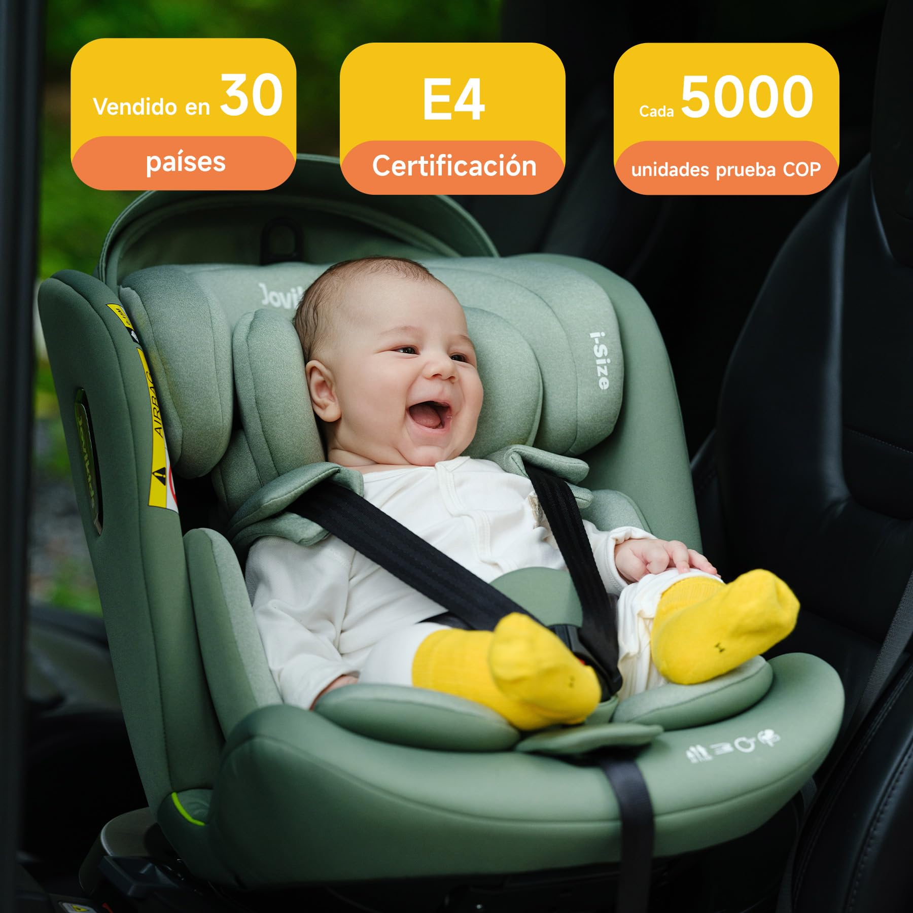 Jovikids I-size Silla Coche Bebé Grupo 0 1 2 3 ISOFIX, Giratoria 360 Universal, ECE R129, para Niños de 40-150cm, 0 Meses-12 Años, Pierna de Apoyo (Gris)