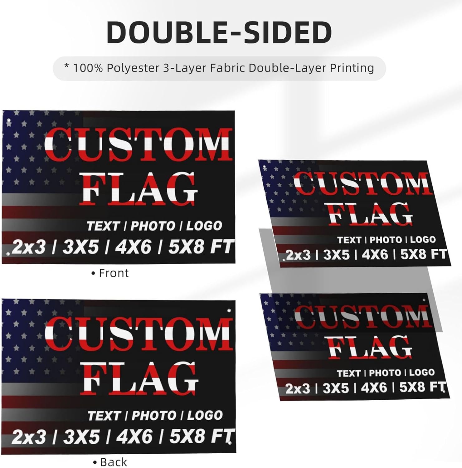 Custom Flag 4x6 FT Double Sided 3 Ply - Personalized Outdoor Flags Banners - Design Your Own Logo Print Picture Photo Text - Customized Indoor outdoor decoration Gift 4x6 Foot