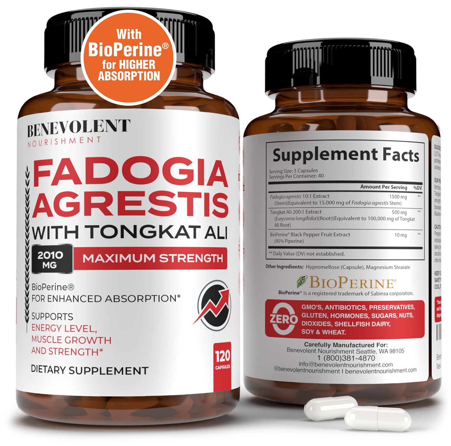 Buy Fadogia Agrestis 1500mg [Highest Purity] + BioPerine® for High