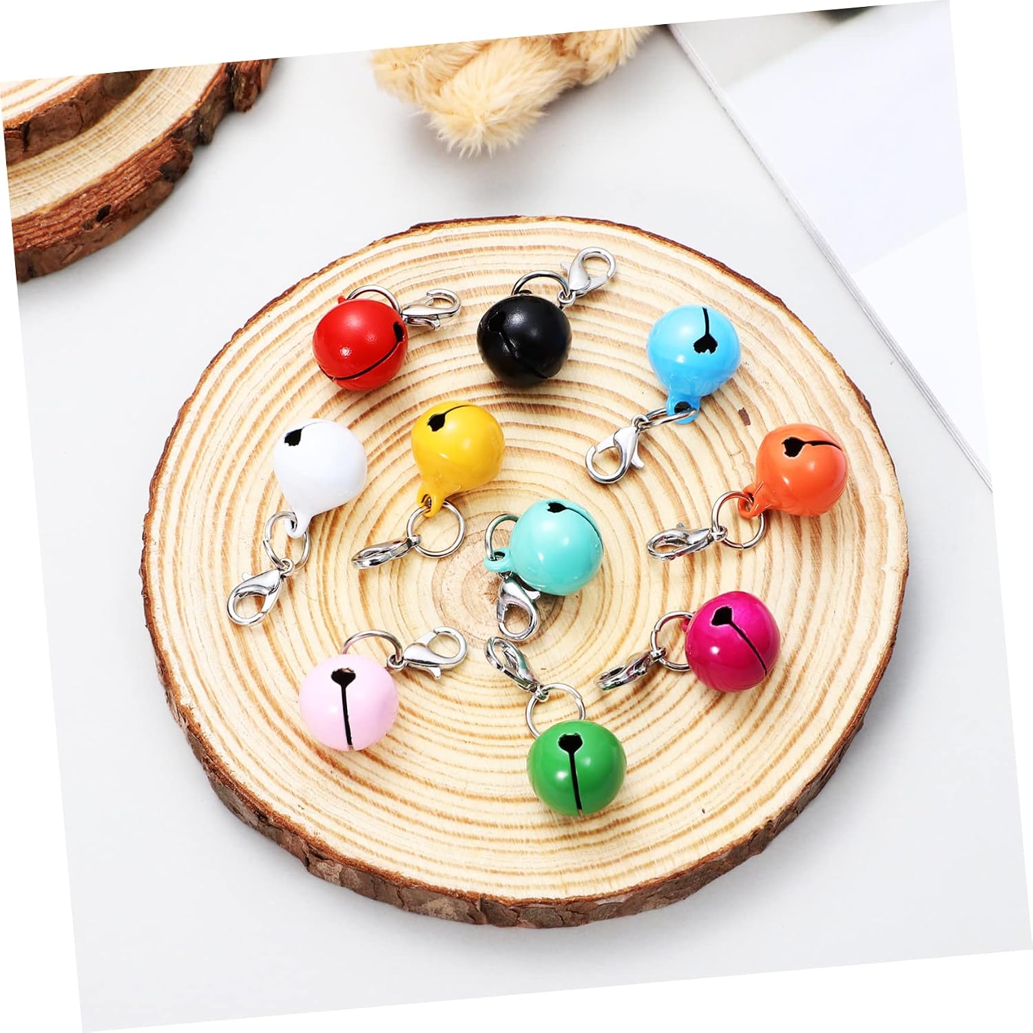 Abaodam 20-Piece Decorative PET Collar Bells Wear-Resistant Metal Cat and Dog Collar Accessories Clasps DIY Hanging Bells for PET Supplies