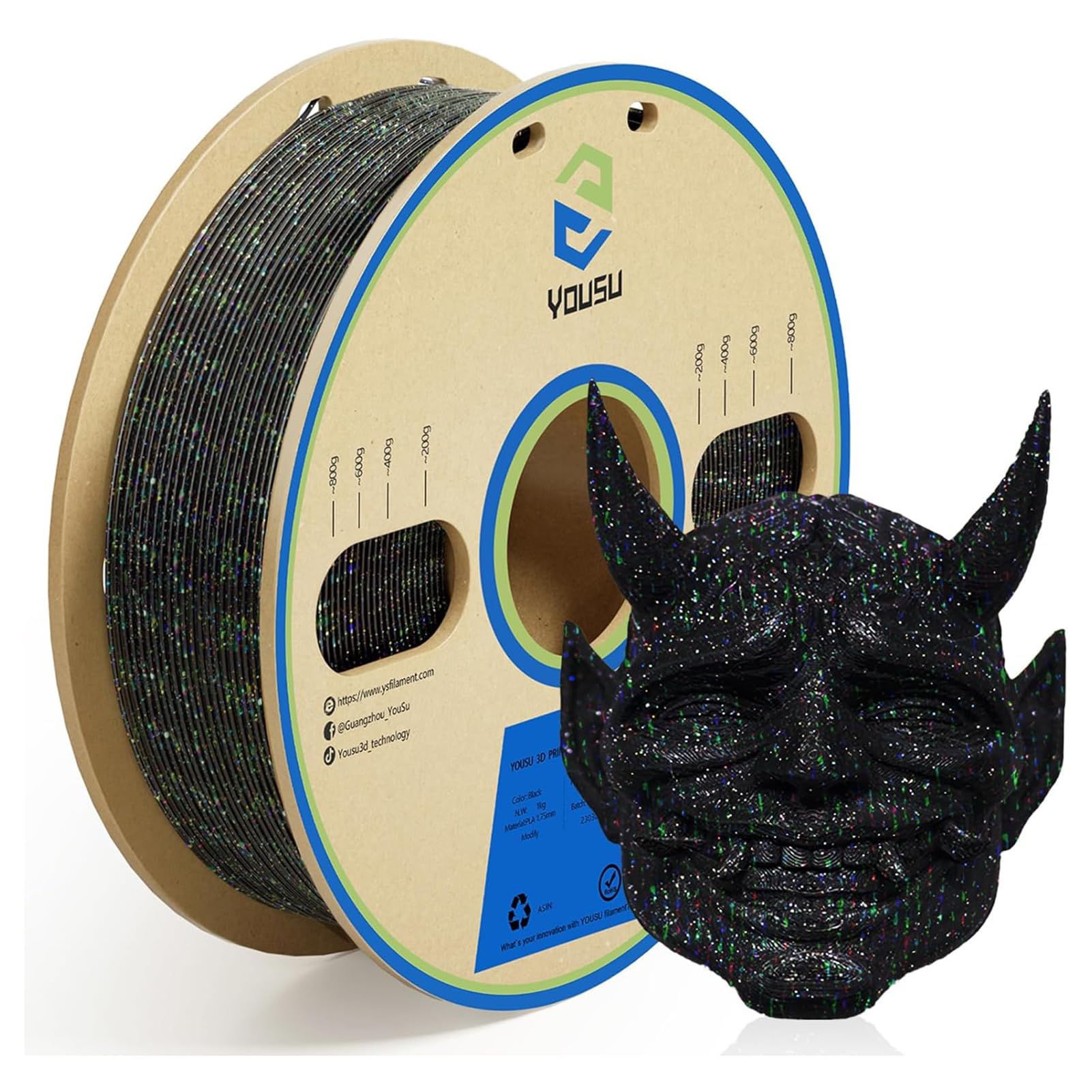 Karlak Filament PLA 1,75 Mm Glow Green Starry do Druku 3D Efekt Specjalny Idealny do Projektów dla Dzieci 1 KG ()