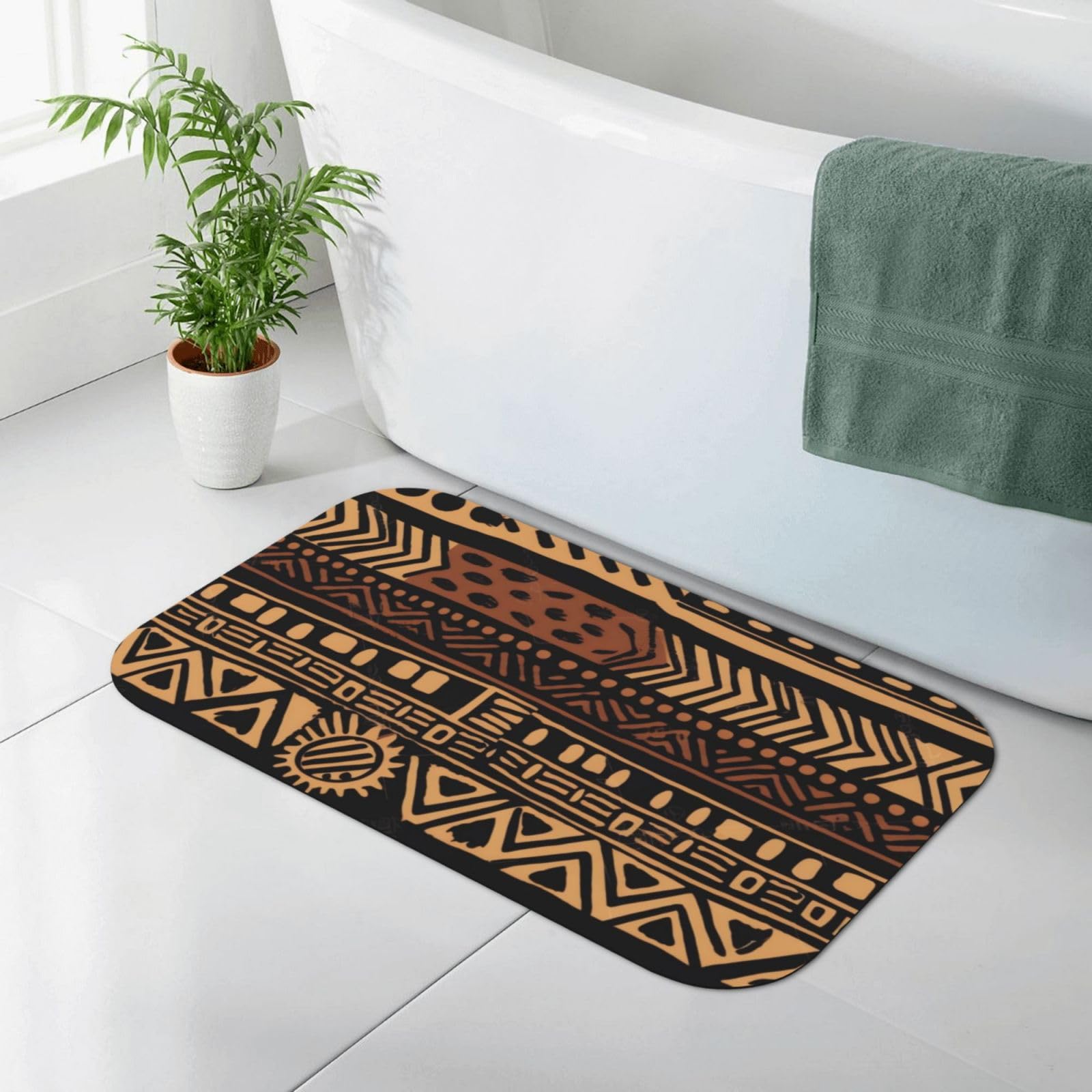 Tapis de bain absorbant en diatomite 50x80 cm imprimé tribal africain