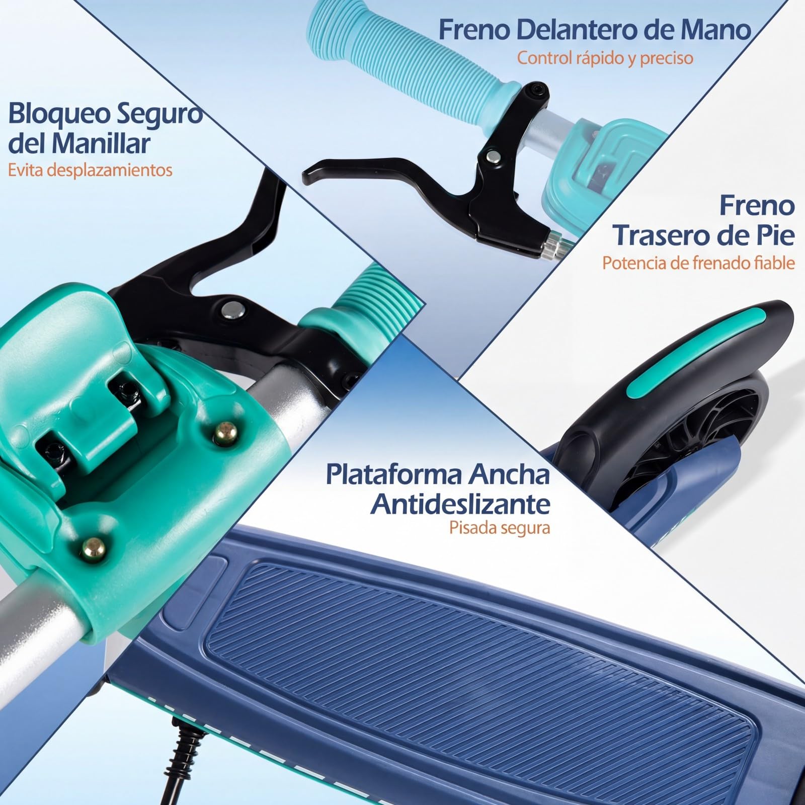 COSTWAY Patinete Plegable con LED Luminosas, Scooter Urbano de Altura Ajustable de 3 Nivles, Patinete Aluminio Ligero de 2 Ruedas para Adolescentes y Adultos, Niños 6+ Años, Carga 100kg — view 4