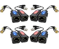 Igreeman 4 Pair Passive Video Balun BNC to RJ45 Adapter with Power, Ground Loop Isolated HD Analog Security Camera Ethernet Cable Transceiver, Cat5e/Cat6 Cable to BNC Converter - Compact
