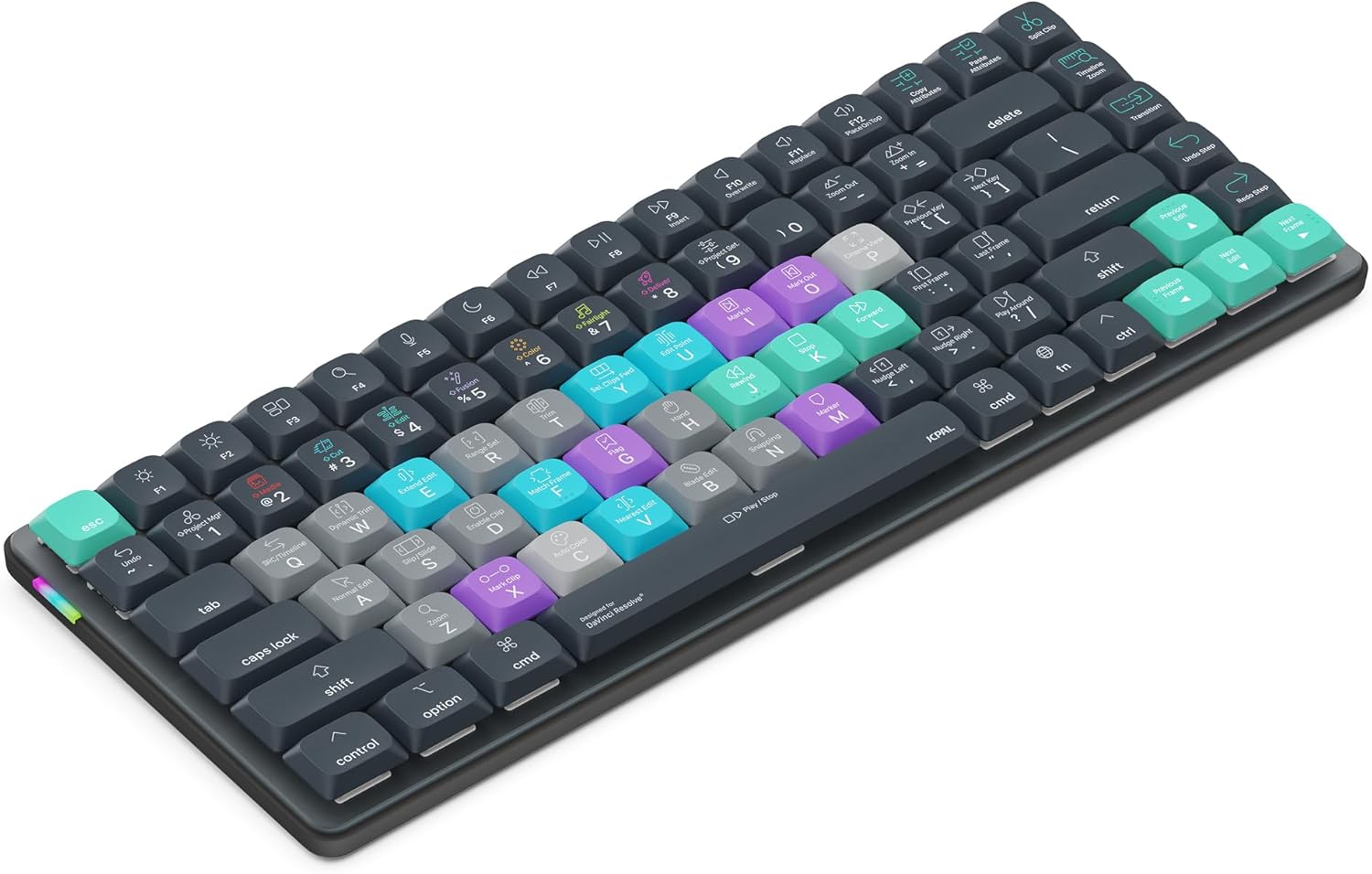 JCPAL Davinci Resolve Keyboard  Dash Wireless Shortcut Keyboard for Mac and PC  Shortcut Hotkeys, Color-Coded Key Guide, Fully Customizable, Compact Low-Profile Design