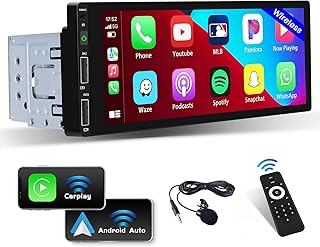 2023 New 6.86-Inch Wireless CarPlay Single Din Head Unit, Touchscreen Bluetooth Car Radio with Wireless Android Auto Mirror Link FM Car Audio Receiver USB AUX Rear View Camera