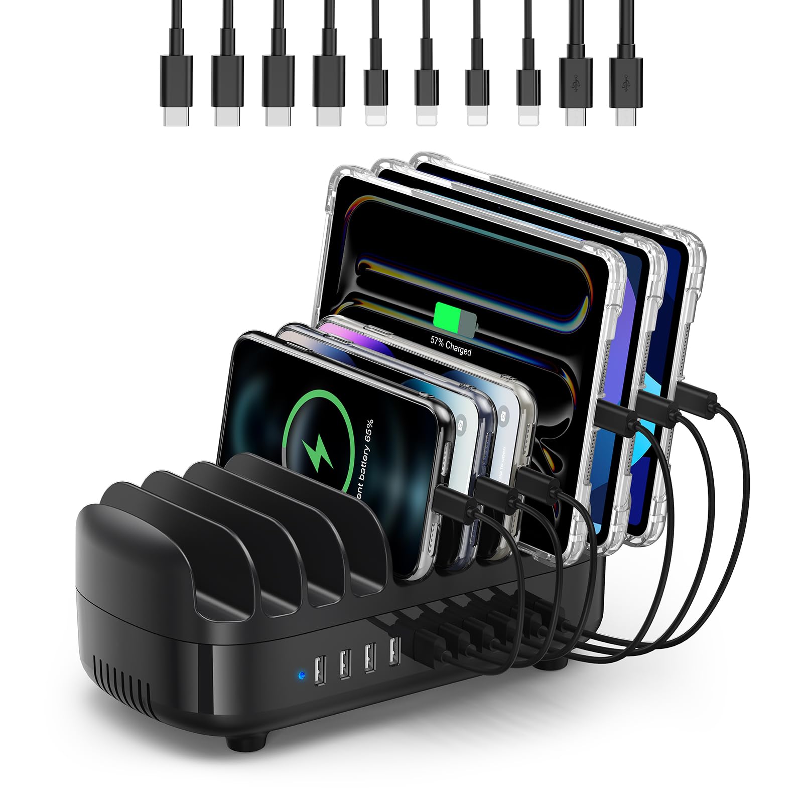 ORICO 120W Stazione di Ricarica Per Pi¨´ Dispositivi, Nuovo Aggiornamento 10 Porte Stazione di Ricarica USB con Ventola di Raffreddamento, Compatibile con iPhone,iPad,Telefoni Android e Tablet