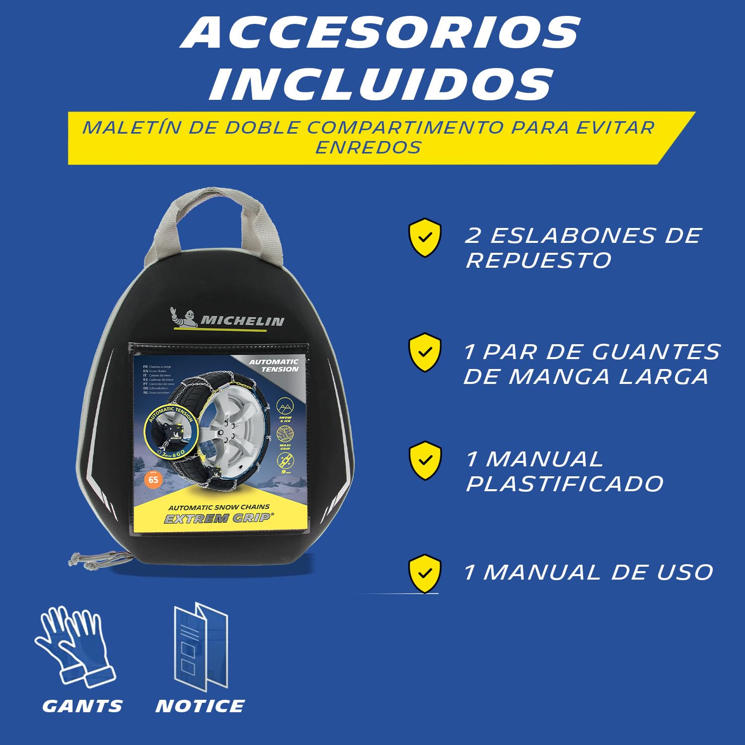 MICHELIN 008453 EXTREM GRIP AUTOMATIC Cadenas de nieve metálicas, tensión automática, N°130
