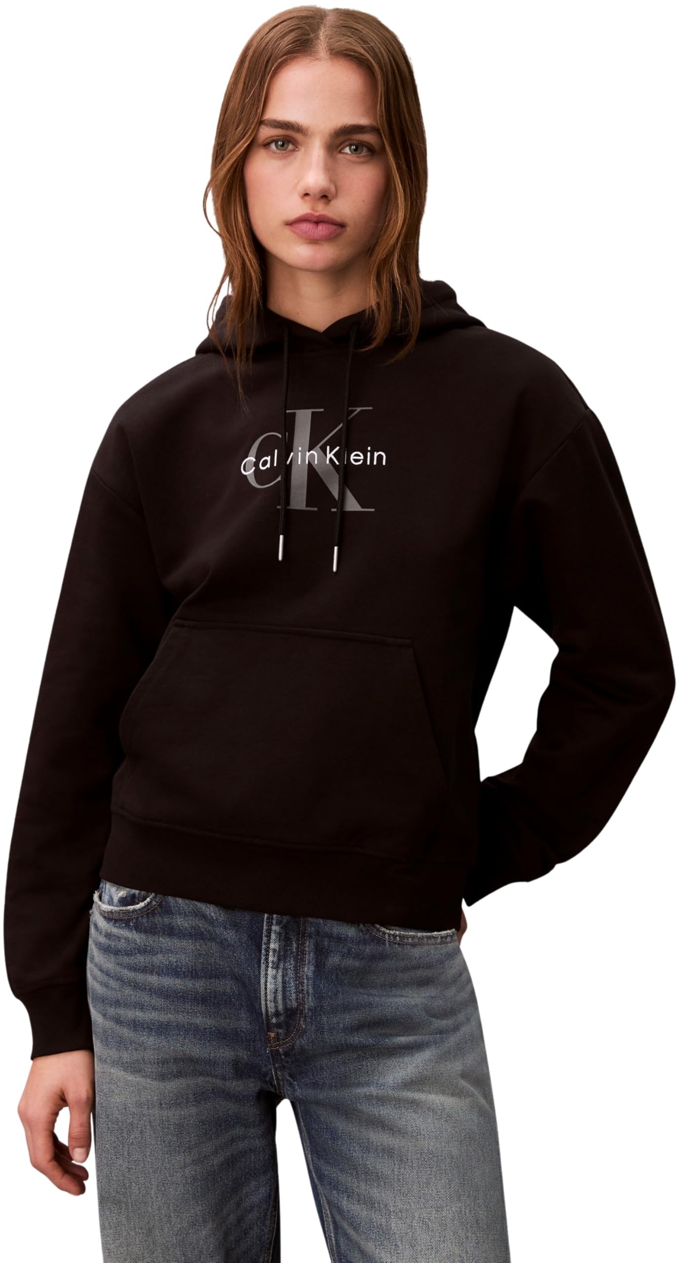 Calvin Klein LS Monologo French Terry Po Hood Lv047e221g Otras Camisas Mujer (Pack de 1)