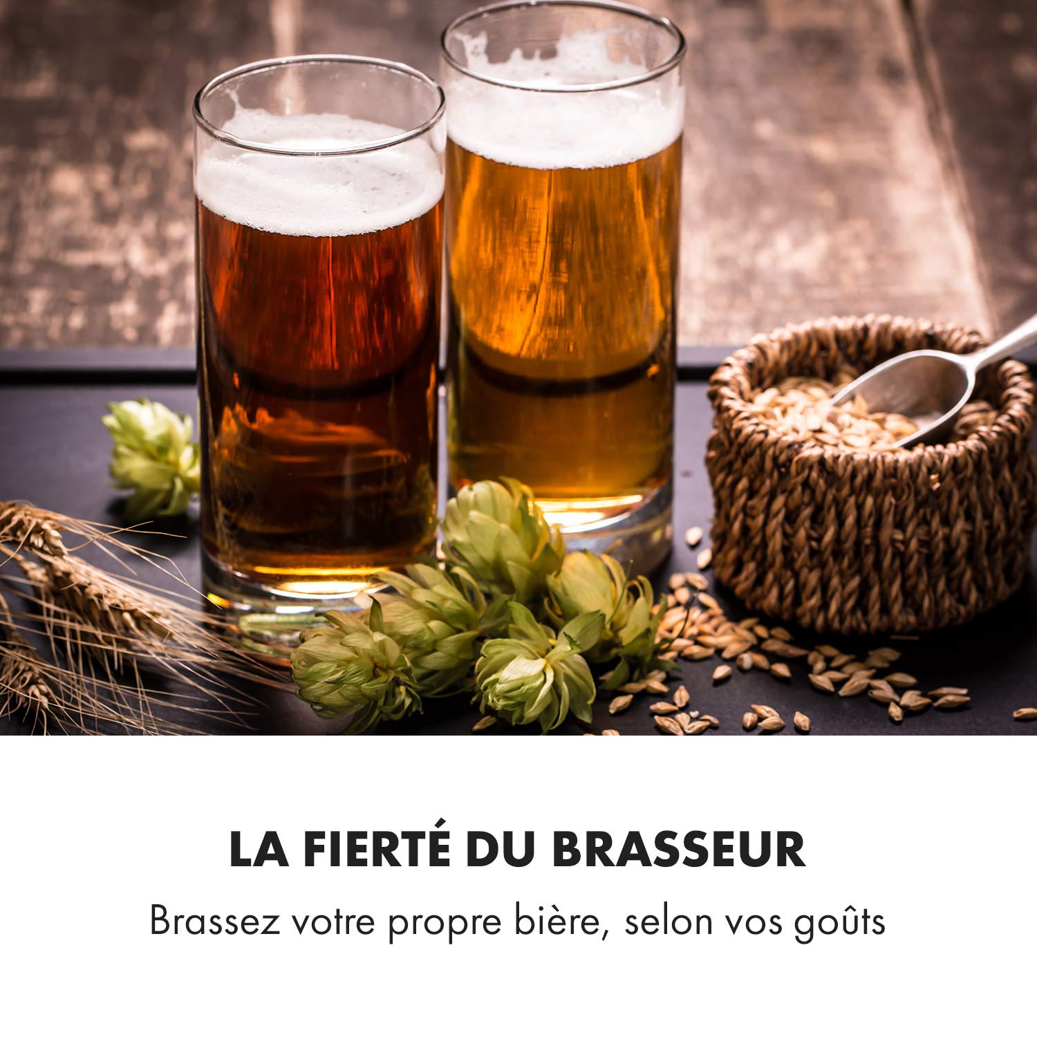 Klarstein Gärkeller Pro - Cuve de fermentation, Bière artisanale, 30L de capacité, Comprenant un barboteur, Inox 304, Thermomètre jusqu'à 40 °C, Robinet de vidange, Argent