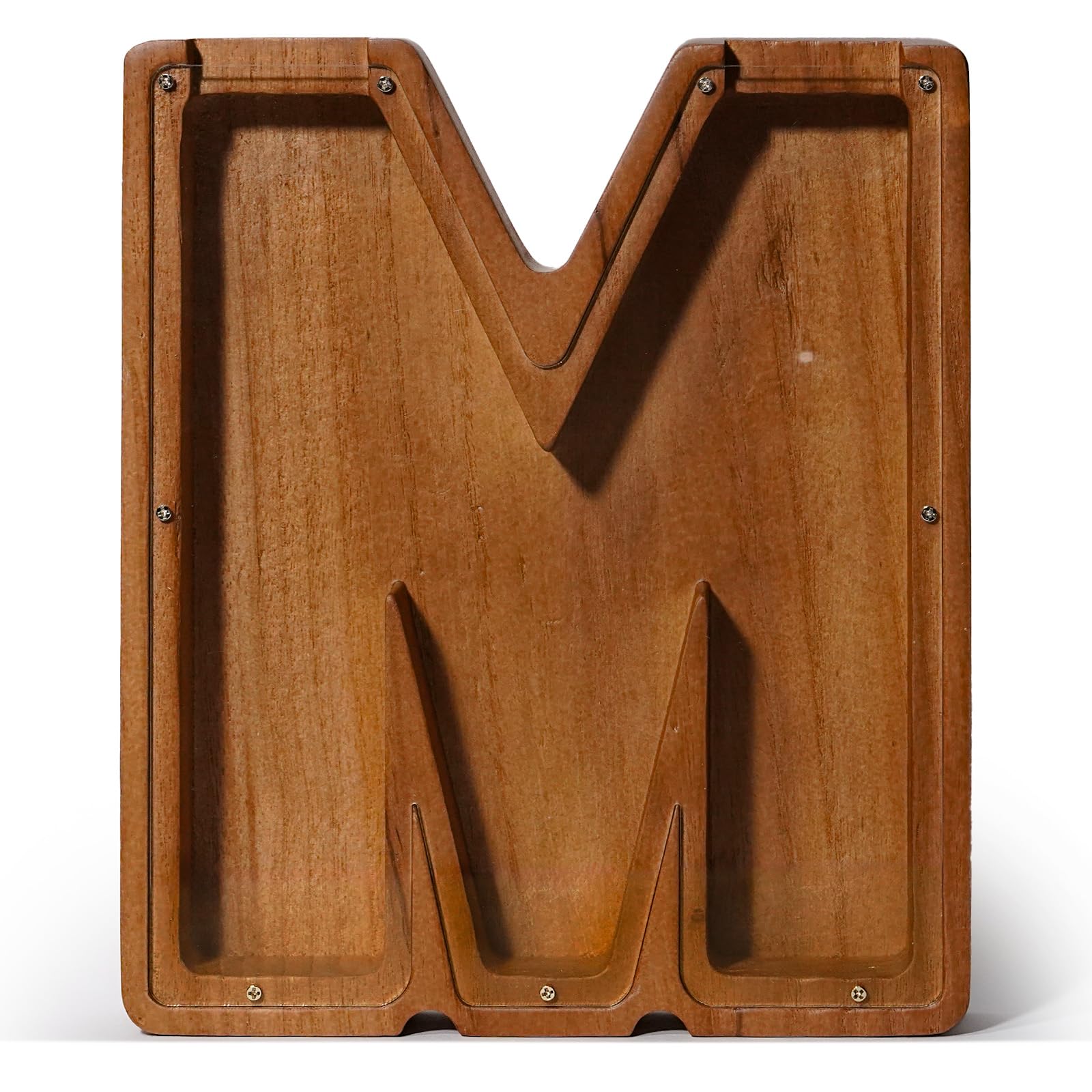 Bemaystar9" Wooden LettersPiggy-Bank for Kids: Piggy Bank for Boys Girls Toddler,Kids Letters Coin Bank for Christmas Birthday Gifts (Letter M)