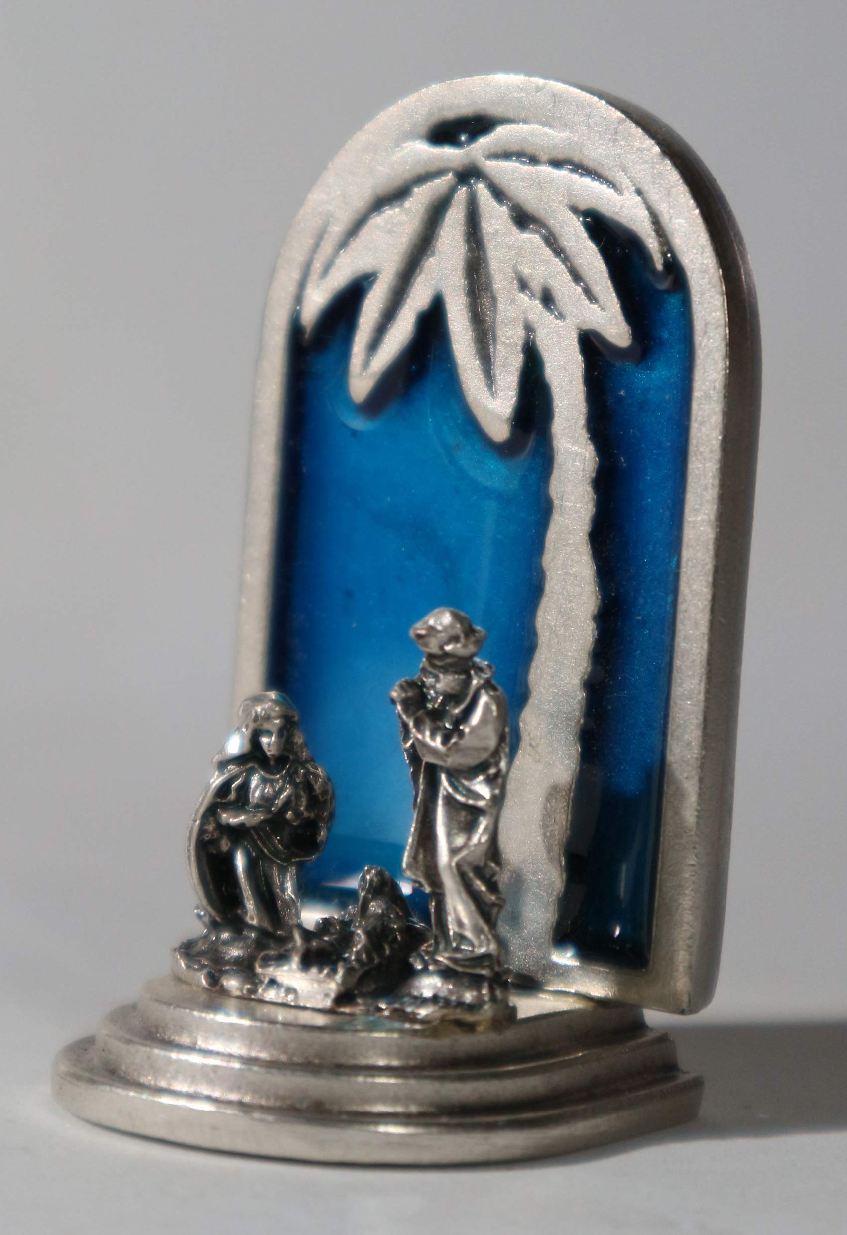 Eurofusioni Crèche de noël Originale Complete - Miniatures à Collectionner en Argent plaqué - Set 4 Nativité: Anges, Ètoile Comète, Palmier, Image - Décoration de Noël